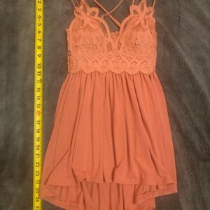 Coral Lace Overlay Dress